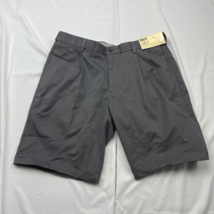 Haggar Mens Chino Shorts Gray Pleated Pockets Stretch Zipper Casual 34 New - £13.29 GBP