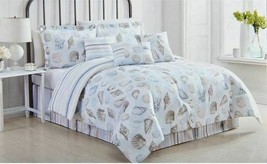 Nautical Ocean Seashells Reversible 7 Piece Bed In Bag Comforter Set,Choice Size - £58.39 GBP+