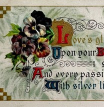 Happy Birthday Greeting Postcard 1900s Victorian Embossed Pansies Flowers PCBG3D - £15.66 GBP