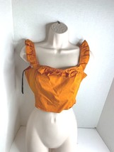 Forever 21 Womens Sz M Burnt Orange Crop Top Shirt Ruffle Collar Tank Sleeveless - £5.92 GBP