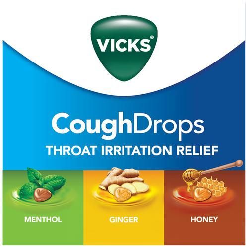 Vicks Cough Drops Assorted Jar, 200 Lozenges, Menthol, Honey & Ginger