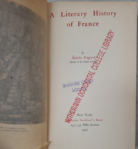 A Literary History of France by Emile Faguet (English) Hardcover 1907 Exlibrary - £38.94 GBP