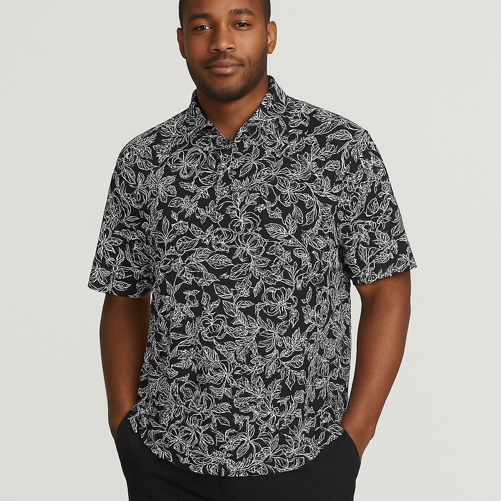 Callaway Men’s 3L Black Quick-Dry Golf Shirt Floral Print Cotton Blend Item image 8