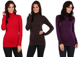 M. Rena Turtle Neck Long Sleeve Seamless Essential Top. One Size  - £25.57 GBP