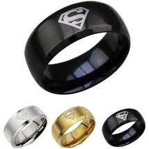 (New With Tag)Tungsten Carbide Beveled Edges SuperMan Wedding Band Ring - Black  - $59.99