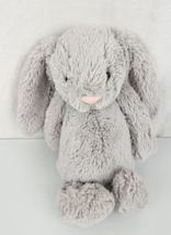 Jellycat Bashful Bunny Rabbit Plush Stuffed Animal Grey Medium 12&quot; Pink Nose - £11.89 GBP