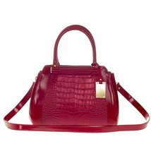 AURA Italian Made Genuine Red Crocodile Embossed Leather Small Tote Handbag - £282.79 GBP