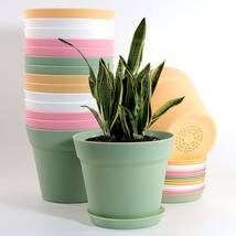 16 Pack 6 Inch Plastic Planters, Plastic Indoor Planter Flower Pots,, Co... - $33.99