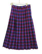 Talbots Bright Blue and Pink Tartan Plaid Pleated Midi Skirt Sz 10 Wool ... - £22.41 GBP