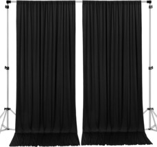 Wrinkle-Free Black Backdrop Curtain Panels, Polyester, 10 Ft. X 10 Ft.. - £33.38 GBP