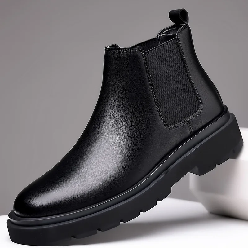 mens chelsea boots business office formal dresses casual shoes black  leather bo - £225.36 GBP