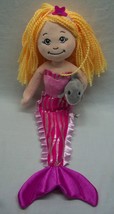 The Petting Zoo Very Cute Blonde And Pink Mermaid W/ Dolphin 17&quot; Stuffed Doll - £15.59 GBP