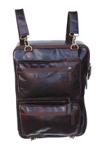 Handcrafted Full-Grain Crushed Brown Leather Travel Utility Bag  for Men Women - £110.72 GBP