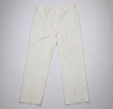 Vtg 70s Streetwear Mens 38x32 Distressed Knit Wide Leg Bell Bottoms Pants White - $84.10