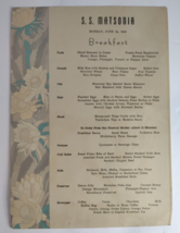 Lot 2 SS Matsonia Vintage Matson Lines Breakfast &amp; Lunch Menu June 24 1940 - £23.32 GBP