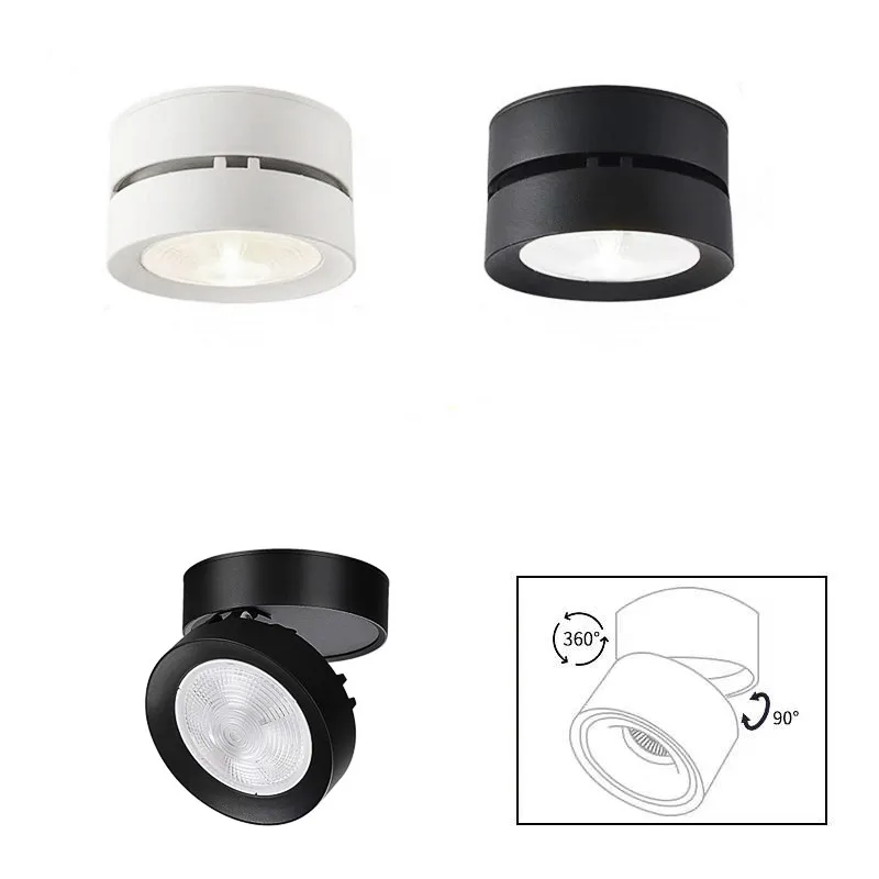 Surface mounted ultra-thin circular LED spotlights, 360-degree adjustable COB do - £137.62 GBP