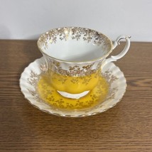 Royal Albert Regal Series Yellow White &amp; Gold Flowers Tea cup &amp; Saucer E... - £19.56 GBP