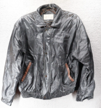 Ash Creek Trading Men&#39;s Black Leather Jacket XLarge  Bomber NO ZIPPER - £23.46 GBP