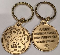 Cat Mom Paw Print Heart - A True Friend Cat Pet Key Chain Tag Keychain B... - $7.48