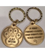 Cat Mom Paw Print Heart - A True Friend Cat Pet Key Chain Tag Keychain B... - $140.98 MXN