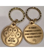 Cat Mom Paw Print Heart - A True Friend Cat Pet Key Chain Tag Keychain B... - £5.99 GBP