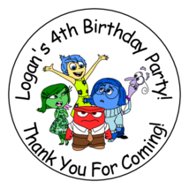 12 Personalized Inside Out Birthday Party Stickers Favors Labels tag 2.5&quot; Custom - £9.44 GBP