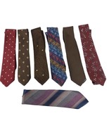 Vintage Set of 7 Classic &amp; Narrow Men&#39;s Neck Ties 70s 80s 90s Glendarby ... - £29.28 GBP