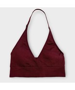 PINK Victoria’s Secret Maroon Ribbed Halter Bralette Size Small - $20.53 CAD