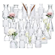 Set Of 32 Bud Vases For Flowers, Small Vintage Glass Bottles For Rustic Wedding  - £66.54 GBP