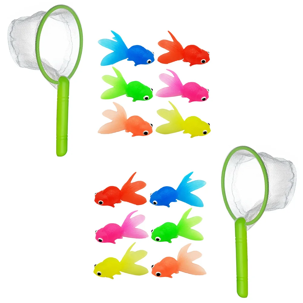 Soft rubber goldfish suit bath toys kids water sprinkling fishing game net tpr ornament thumb200