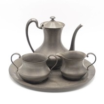 Queen City Silver Co. Pewter Tray Set Creamer Sugar Teapot Tray - £24.91 GBP