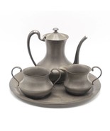 Queen City Silver Co. Pewter Tray Set Creamer Sugar Teapot Tray - £24.76 GBP