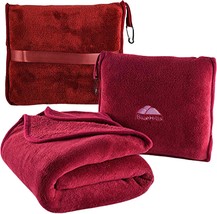 Bluehills Premium Soft Travel Blanket Pillow Airplane Blanket Packed, Red T001 - $44.99