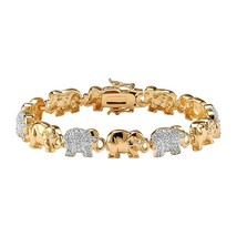 1.50CT Real Moissanite Elephant Link Tennis Bracelet 14k Yellow Gold Plated 7&quot; - £200.91 GBP