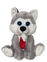 Kellytoy Gray White Husky Dog Holding Christmas Stocking Stuffed Animal 2015 11" - £20.10 GBP