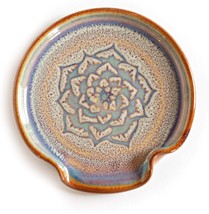Spoon Rest Purple Celtic Flower Handmade Made in USA Ceramic - $54.39