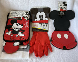 Lot Mickey Mouse Kitchen Dish Towel Oven Mitt Pot Holder Trivets Cleaning Gloves - £35.95 GBP