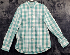 L.L. Bean Shirt Mens Medium White Green Check Cotton Long Sleeve Button Down EUC - £13.96 GBP
