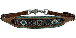 Showman Beaded Leather Wither Strap w/ Teal Rawhide Accent - £113.12 GBP