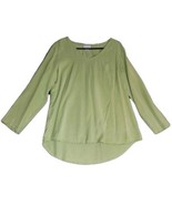 SOFT SURROUNDINGS LIME GREEN INVERT PLEAT HI LOW TENCEL SHIRT TUNIC TOP ... - $27.09 CAD