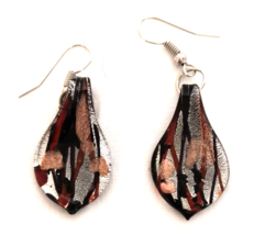 Beautiful Black & Copper Glass Drop/ Dangle Earrings Women's Fashion Jewelry - £6.18 GBP