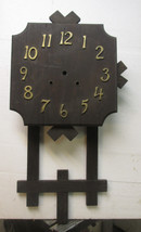 Antique OAK Arts + Crafts WALL CLOCK by National Clock &amp; Mfg Co Chicago - £41.40 GBP