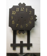 Antique OAK Arts + Crafts WALL CLOCK by National Clock &amp; Mfg Co Chicago - £41.92 GBP