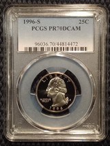 1996-S Washington Quarter 25¢ PCGS Certified PR70 DCAM Perfect Proof - £34.64 GBP