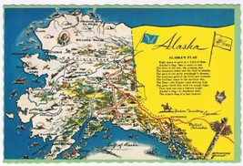Postcard Pictoral Map Alaska&#39;s Flag - £2.26 GBP