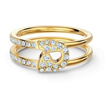 Authentic Swarovski Safety Pin Ring in Gold-Tone - size 8 - £65.48 GBP
