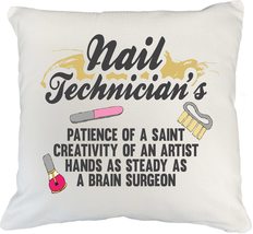 Make Your Mark Design Nail Technician&#39;s Patience White Pillow Cover for Nail Pro - £19.45 GBP+