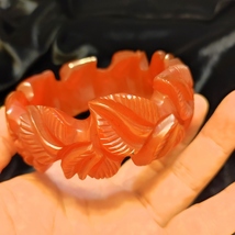 Unique vintage red leaf bakelite  bangle bracelet - £123.98 GBP
