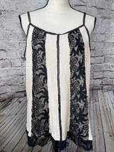 Umgee Womens Tank Top M Black Lace Beige Crepe Adjustable Straps Y2K Summer - $226.65 MXN