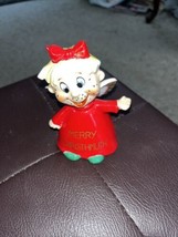 Vtg ‘50s KREISS “Merry Christmuth” Freckled Face Ceramic Christmas Bell 4.75” - £15.82 GBP